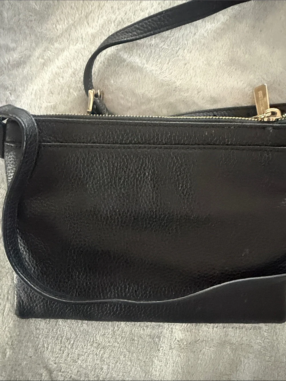 Michael Kors Black Leather Crossbody with Gold MK Emblem - Picture 5 of 5